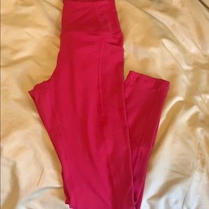 red athletic leggings